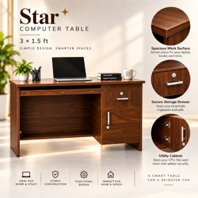 Star Computer Table 3x1.5 ft | Study & Office Desk