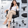 Woman seated in Dtable fabric executive office chair
