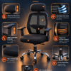 High-back office chair features: adjustable headrest, armrests and padded seat