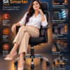 Woman seated in Dtable ergonomic high-back office chair