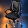 Dtable mesh office chair with hydraulic height adjustment and chrome base