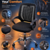Mesh office chair features: cushion seat, 360 degree swivel and castors